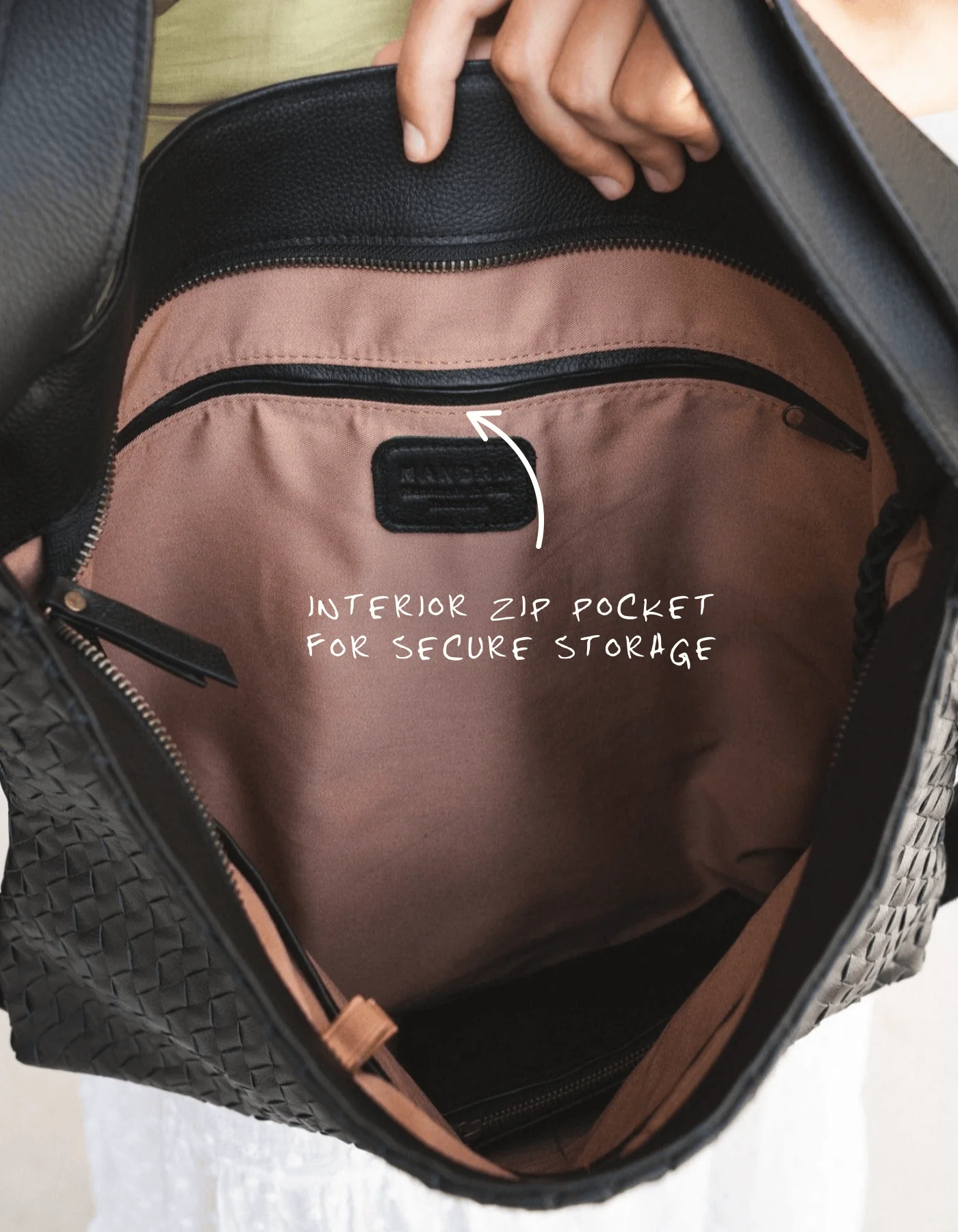 Woven Evra Tote - Black - Image 7
