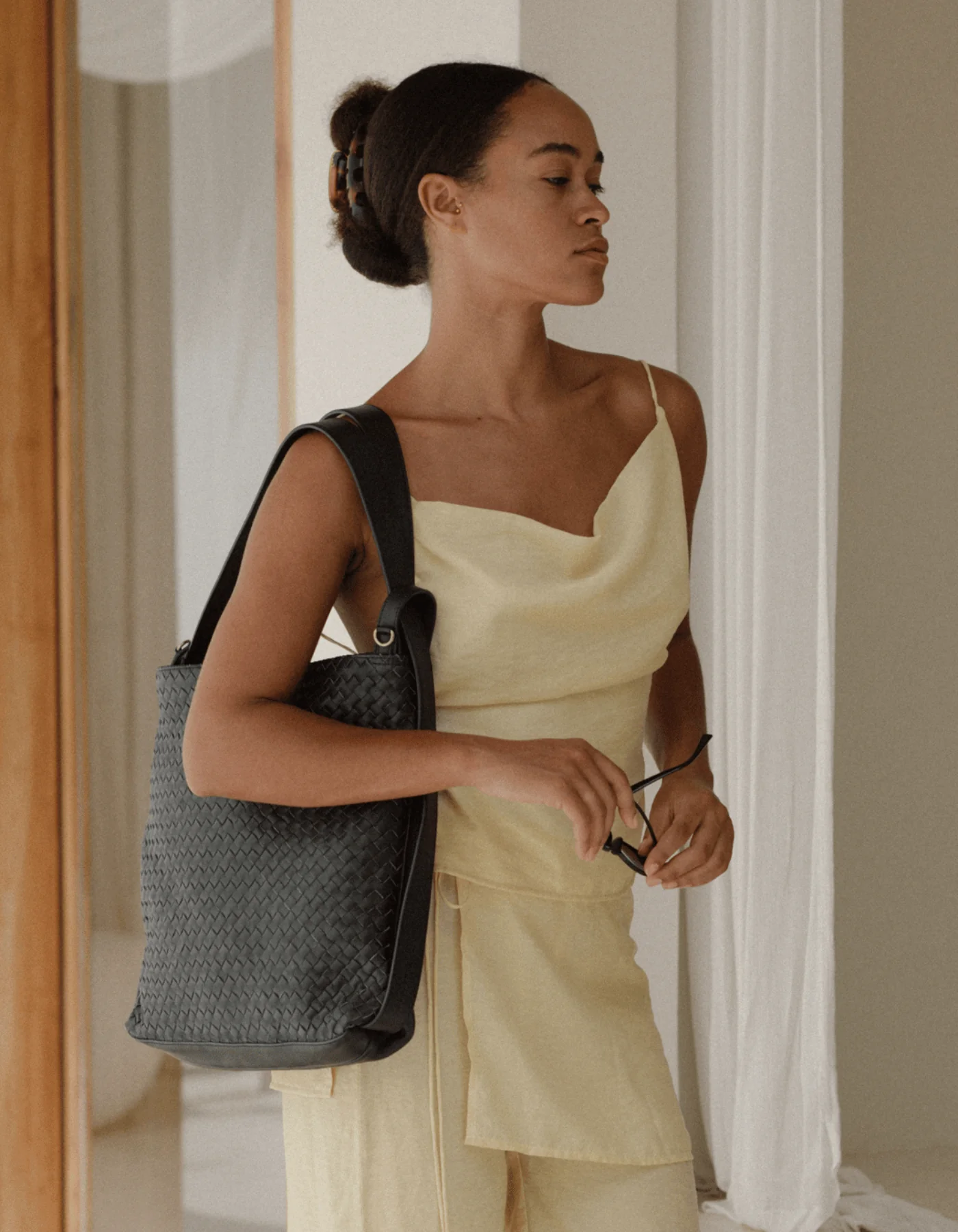 Woven Evra Tote - Black - Image 9