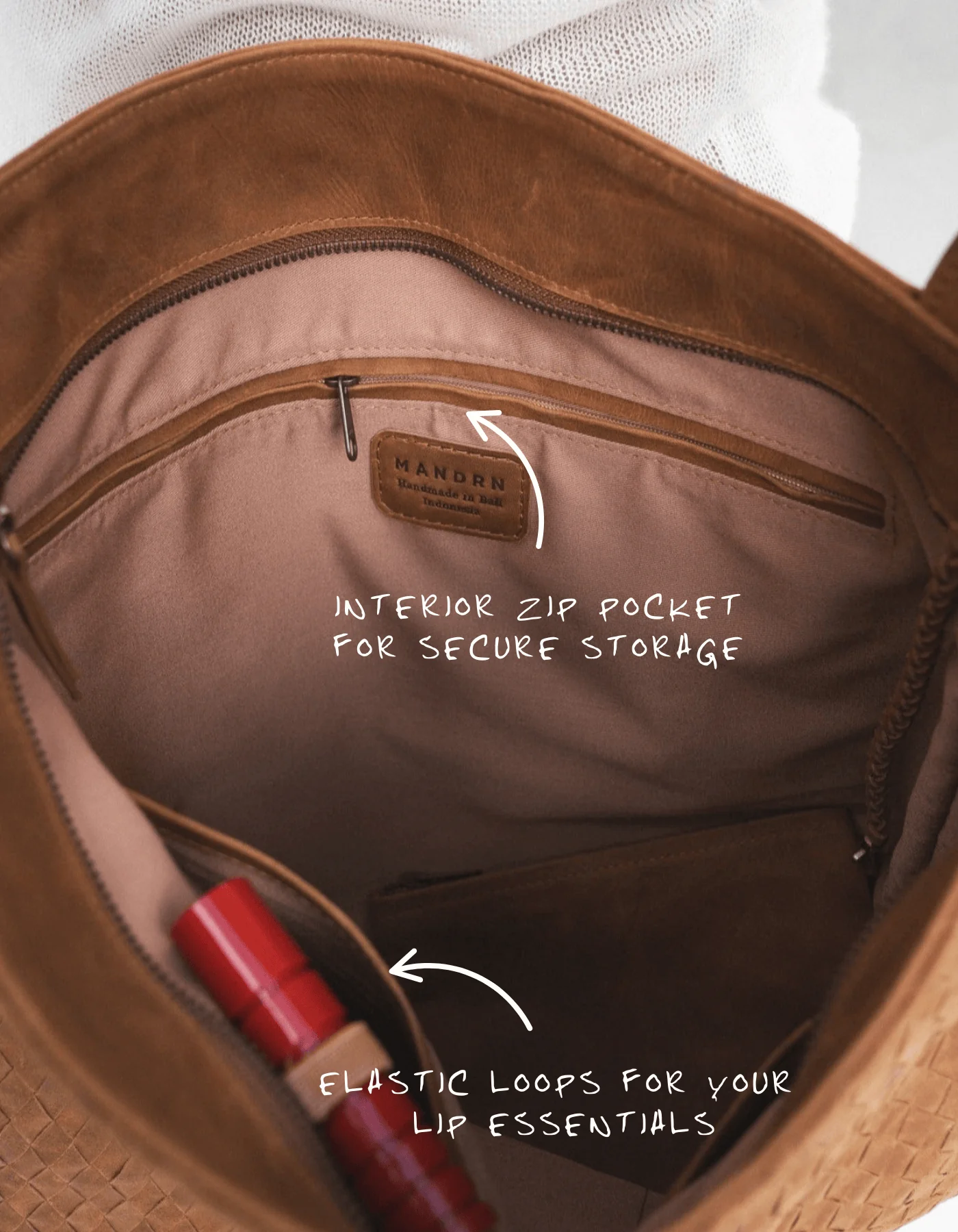 Woven Evra Tote - Saddle (Light) - Image 6