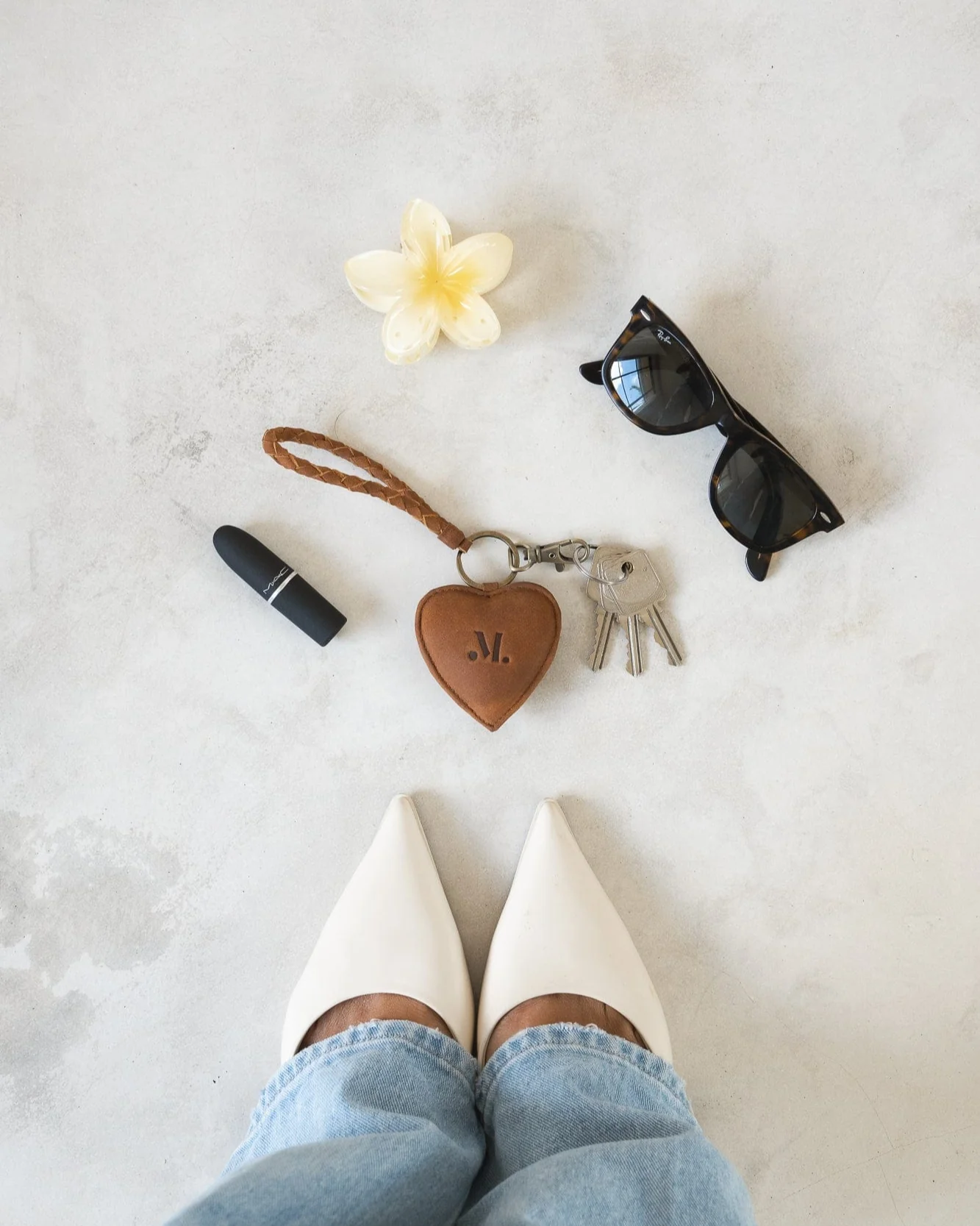 Puffy Heart Keychain - Saddle (Light) - Image 4