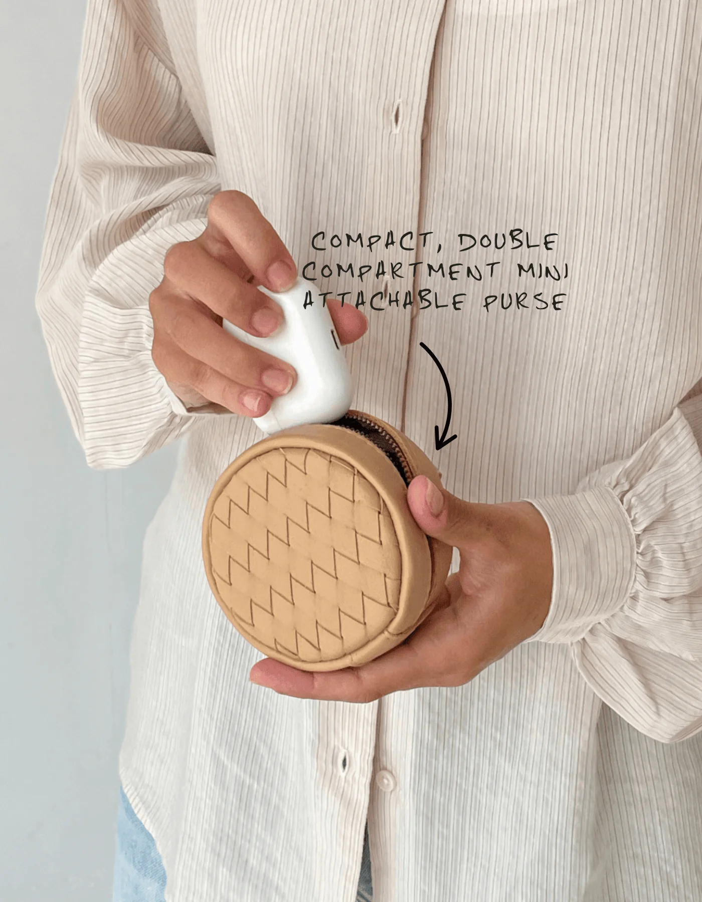 Woven Rover Circle Pouch - Sand - Image 4