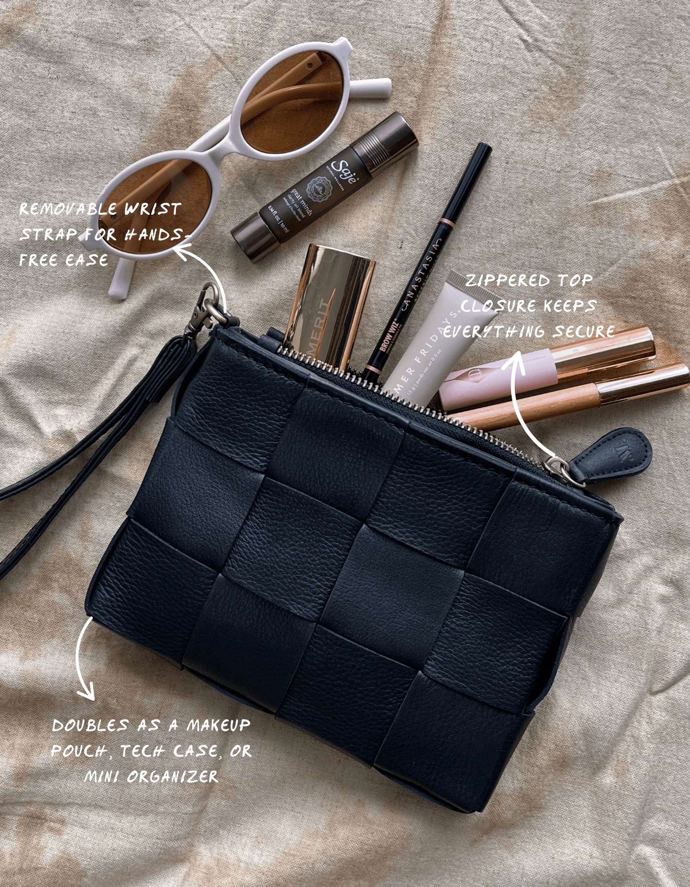 Woven Bowie Clutch - Black - Image 4