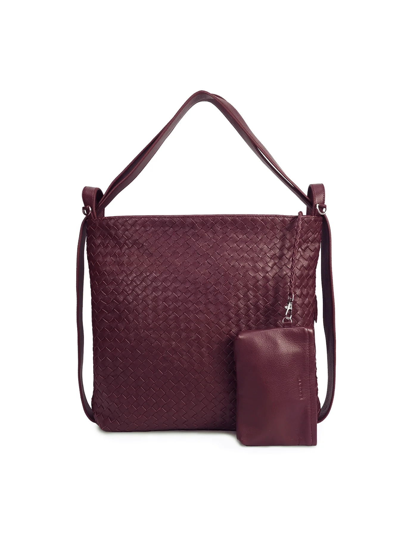 Woven Evra Tote - Burgundy - Image 4