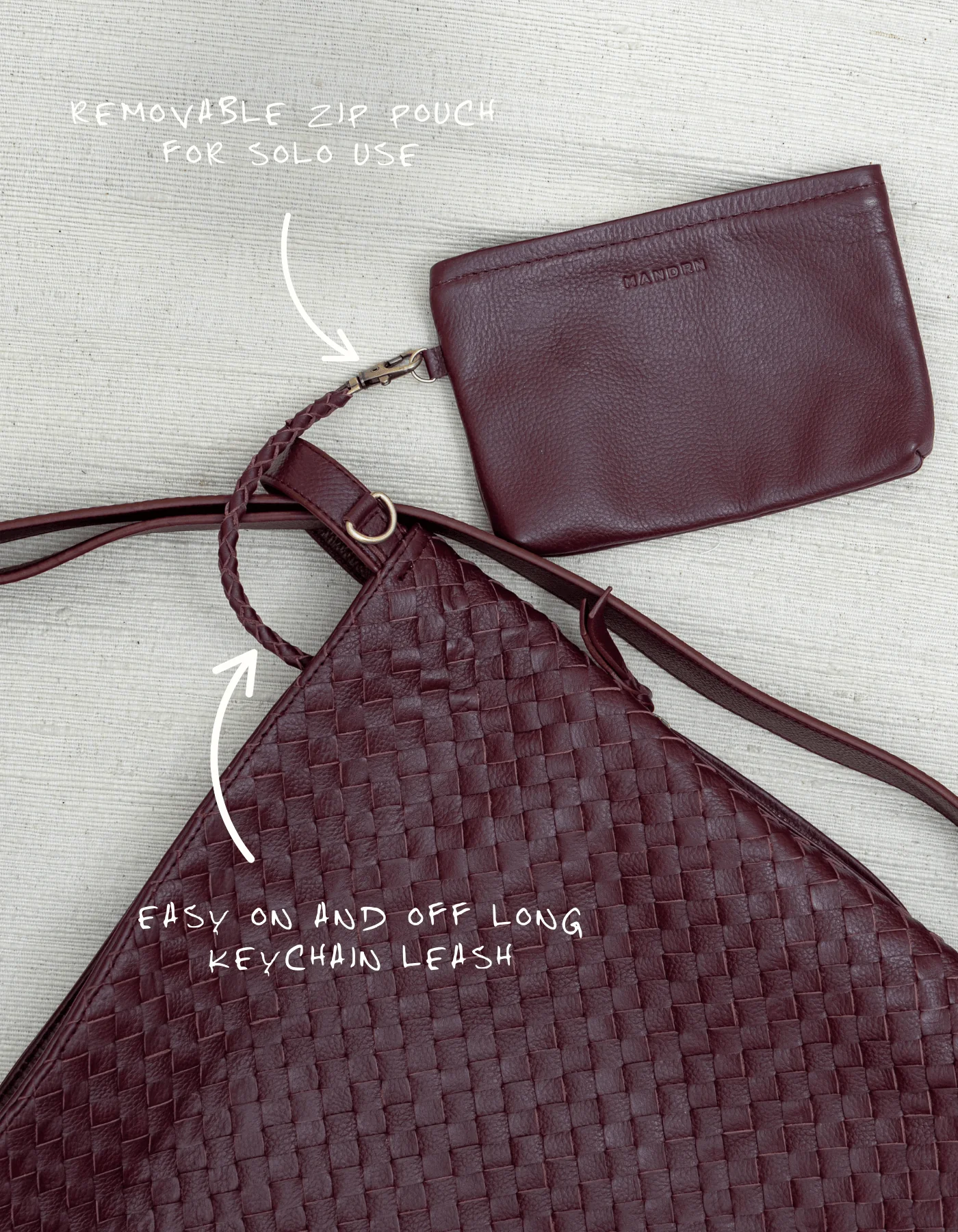 Woven Evra Tote - Burgundy - Image 6
