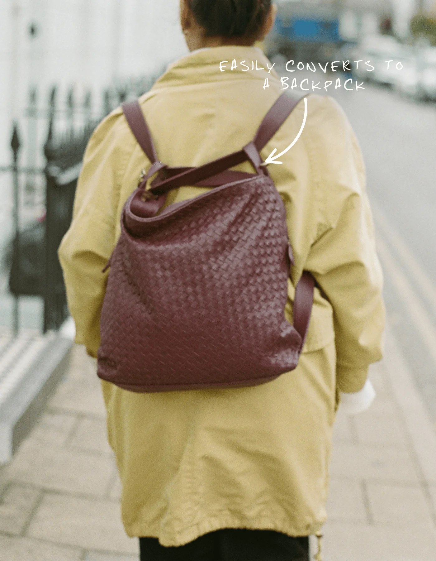 Woven Evra Tote - Burgundy - Image 7