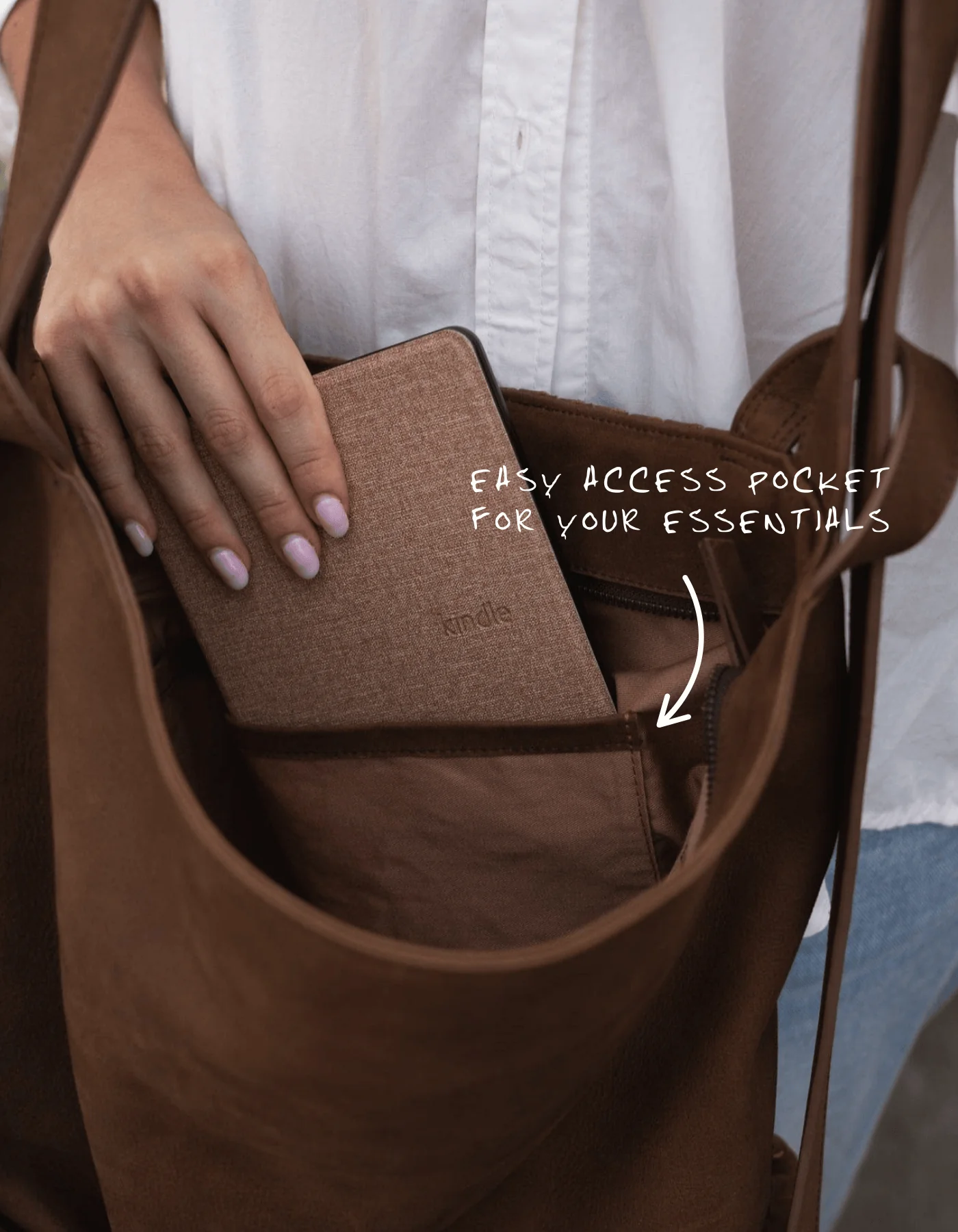Woven Evra Tote - Saddle (Dark) - Image 6