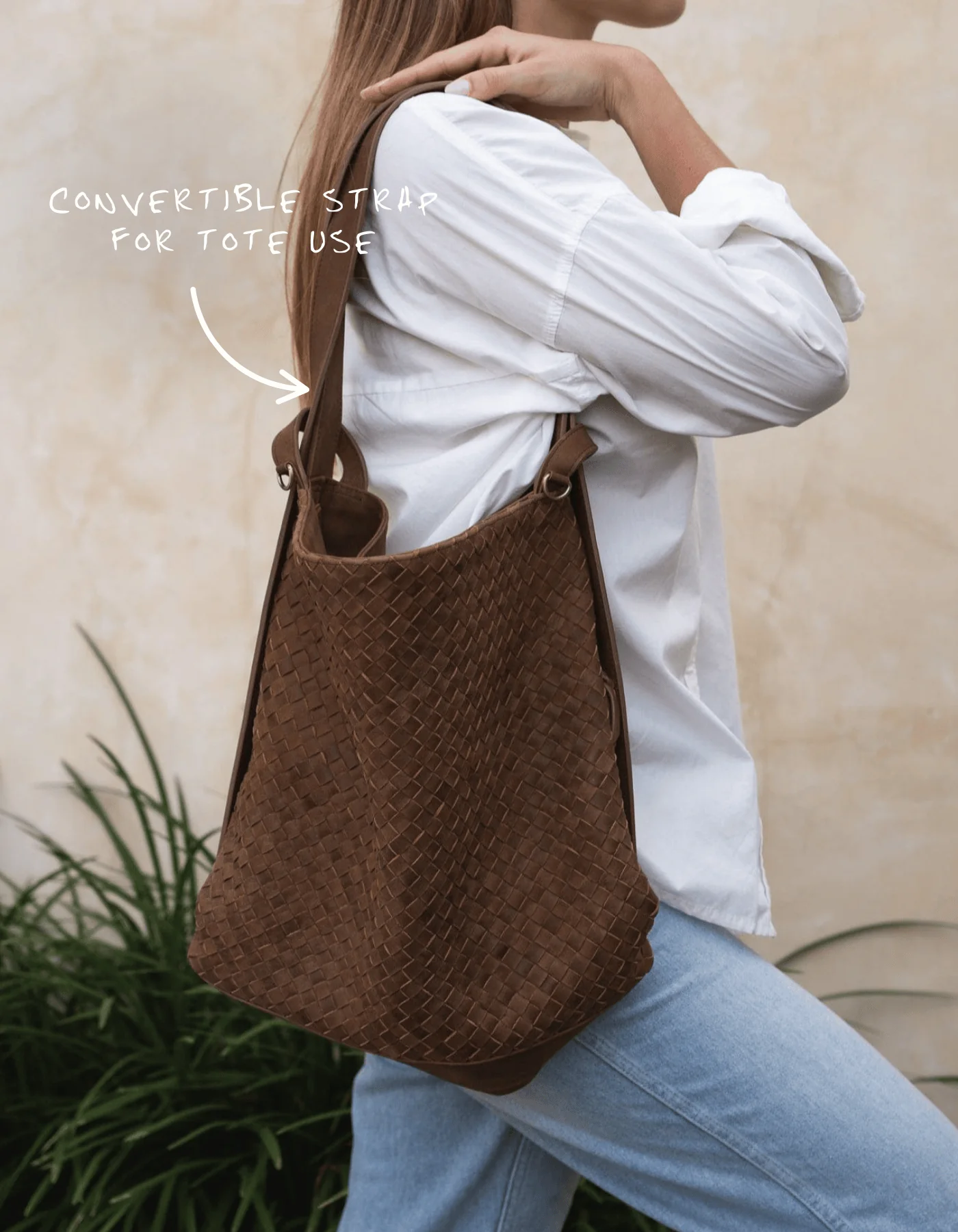 Woven Evra Tote - Saddle (Dark) - Image 9